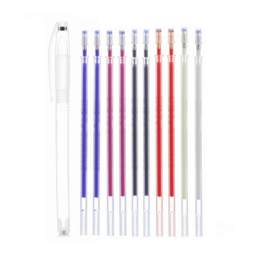 11pcs/set Heat Wrap Fade Out Fabric Markers Pencil High Temperature Disappearing Marker Pens Sewing Drawing Lines Accessories: Multicolor