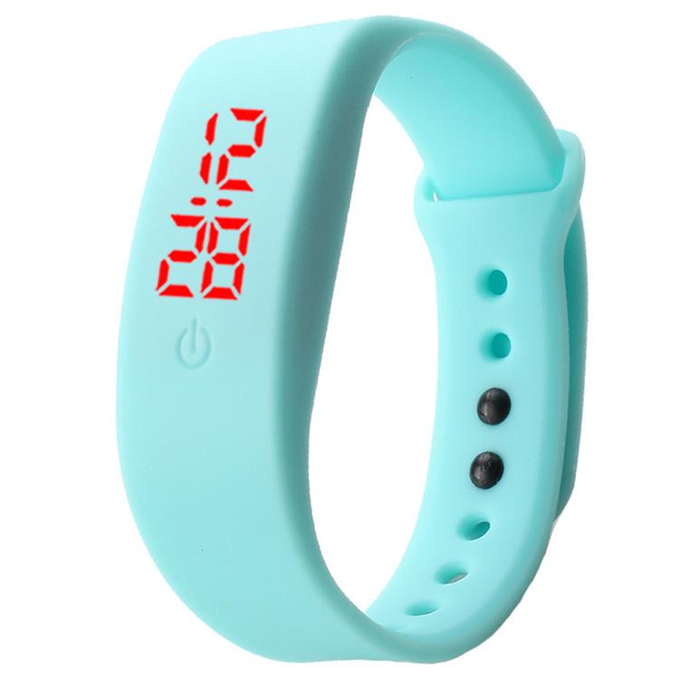 Tike toker, snoepkleurige heren- en dameshorloges met rubberen led-leds, kinderhorloges met datum, armband, digitaal sporthorloge voor studenten: Hemelsblauw