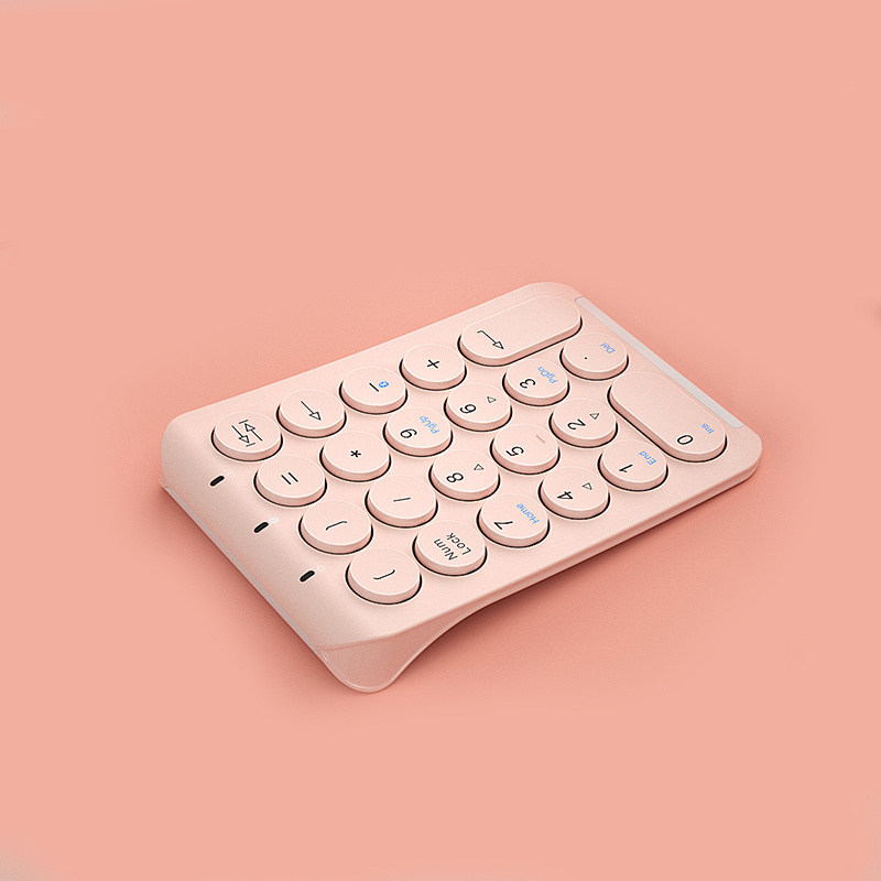 BOW 22 teclas teclado numérico inalámbrico teclado numérico Bluetooth recargable teclas redondas teclado numérico para ordenador portátil iPad: Rosa