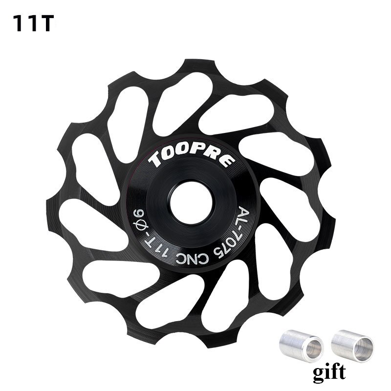 Bicycle Ceramic Guide Pulley Rear Derailleur Aluminum 11T MTB Road Bike Guide Ceramics Bearing Jockey Wheel Bicycle Accessories: 1pc black
