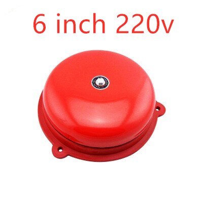 Campana eléctrica de forma redonda para escuela, alarma de fuego, color rojo, CA 220V, 100mm, 4 pulgadas/150mm, 6 pulgadas de diámetro: red 6inch 220v