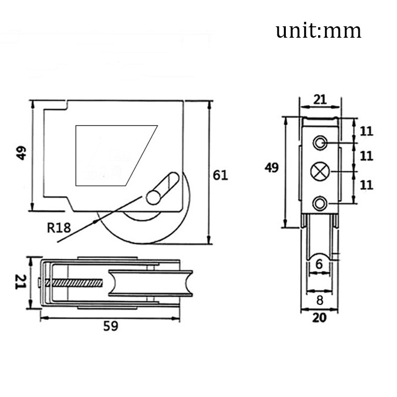 FGHGF Door Window Single Copper Wheel Pulley for Sliding Door Copper Wheel Sliding Window Roller Wheel