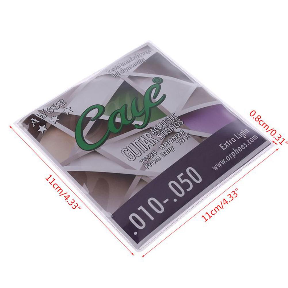 6pcs Acoustic Guitar Strings Hexagonal Alloy Core Folk Guitar Strings Set Musical Instruments Accessories