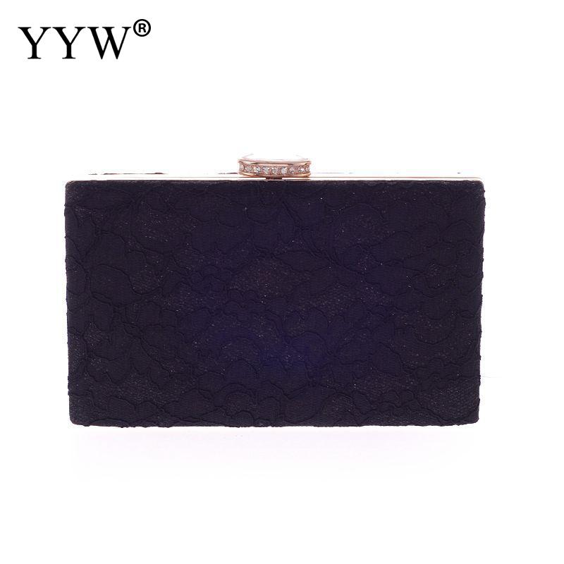 Yyw hul blonde hvid clutch taske til kvinder blomstret pochette mariage sac femme dame aften festtasker pung clutches sac: Sort