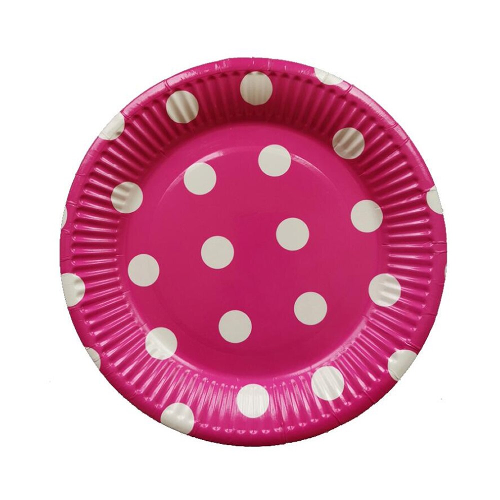 10 pcs Birthday Party Plates Set Polka Dot Decoration Tableware Paper Plates Wedding Decorations Home Supplies for Kids: 3