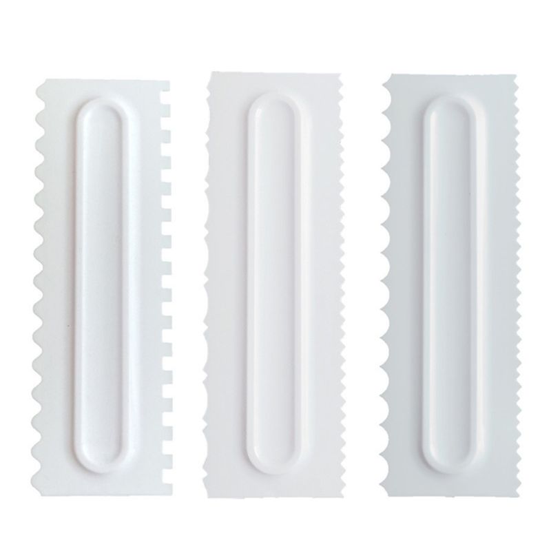 Cake Scraper Plastic - 3PCS Cake Decorating Comb Smoother, Fondant Cake Pattern: A