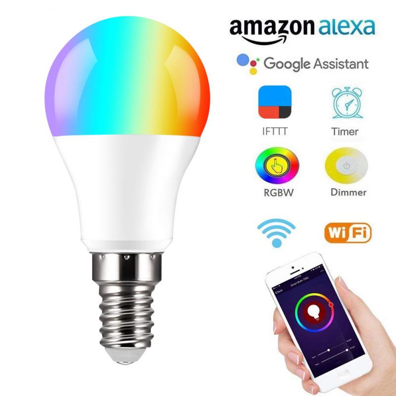 E14 10W Smart LED Light Bulb WiFi RGB Color Changing App Voice Control Alexa Google Multicolor Energy Saving Light Bulbs