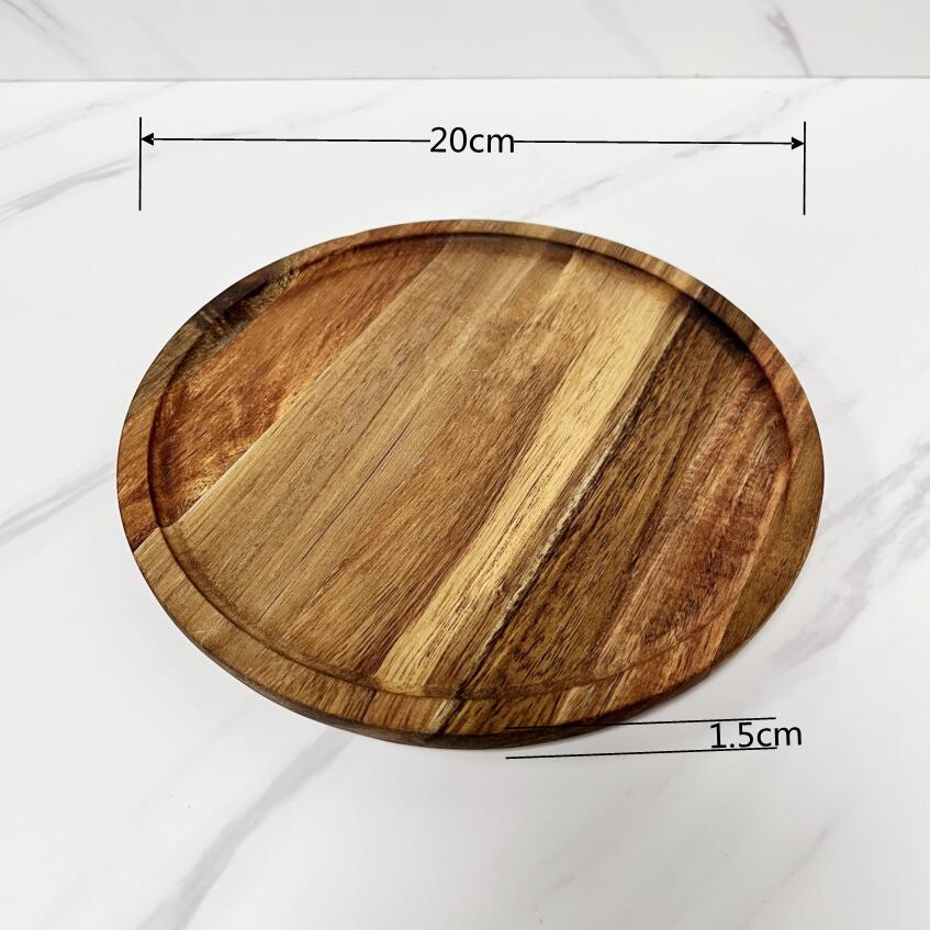 6.5/8.5/10/11 inch solid wood plate fruit plates For home kitchen supplies dessert cake stand Plates for food storage tray: M 20CM