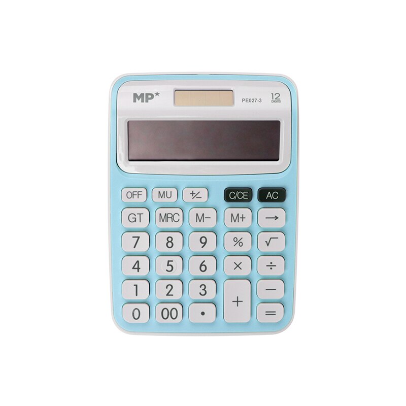 MP® Calculadora 12 Dígitos con Pantalla LCD Fuente Energía Solar Portátil Oficina Escritorio Estudiantes Escuela Batería Suministros Material Escolar TrabajoBotón Matemáticas Herramienta Digital Papelería 4 Colores: Azul