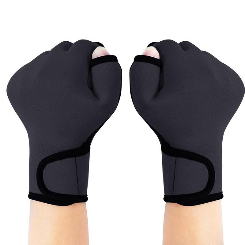 1 Pair Swimming Webbed Neoprene Swimming Gloves Aquatic Fitness Training Aqua Hand Fins Swim Finger Webbed Paddle For Fitness