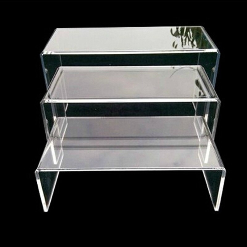 Exhibidor de pie con pantalla transparente de acrílico de 3 niveles, Exhibidor de exhibición para joyería, cosméticos, colección de maquillaje, soporte organizador