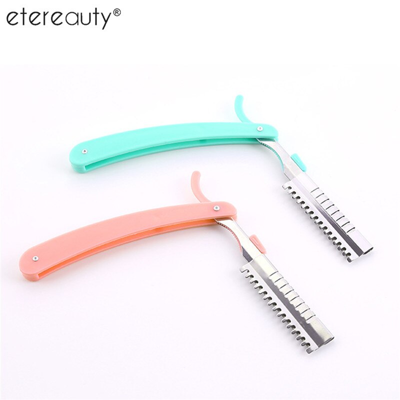 ETEREAUTY Women Folding Eyebrow Facial Razor Shapers Shaving Grooming Trimmers for ladies with 5pcs Replacable Blades