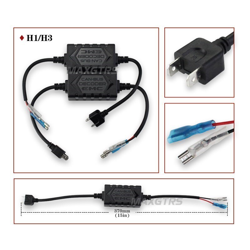 2x Canbus Decoder H1 H3 H4 H7 H8 H11 H13 9005 9006 9004 9007 Auto LED HID Canceller Koplamp Fog drl IC Geen Fout EMC