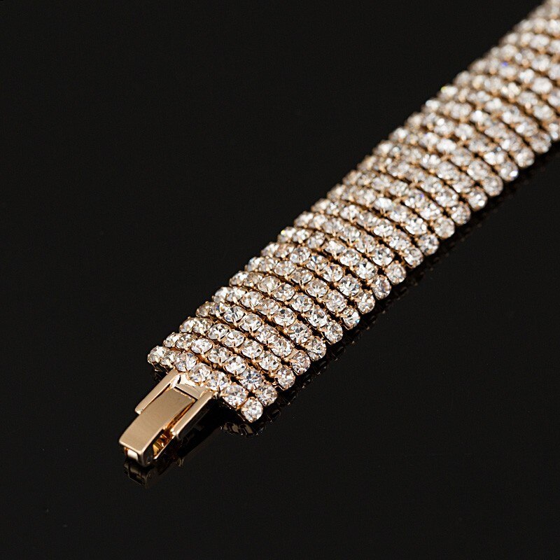 Luxus Kristall Armbänder Für Frauen Gold und Silber Überzogene Verknüpfung Armbinde-Armbinde-Kunst Strass Schmuck Für Frauen # B011