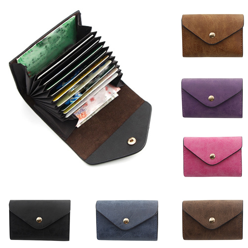 MAIOUMY Women Men Credit ID Card Holder Case Extendable Business Bank Cards Bag Wallet Passport Cover Small Zipper Coin Purse Au