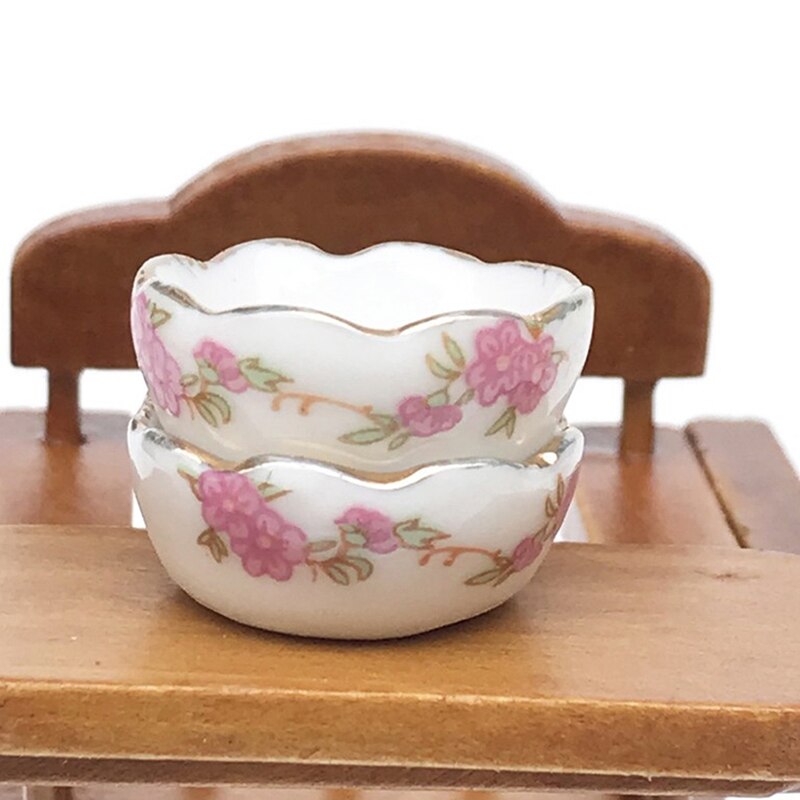 Mini Jahrgang Nachtisch platte DIY Miniaturen Für Dollhouses 1:12 Miniatur Möbel