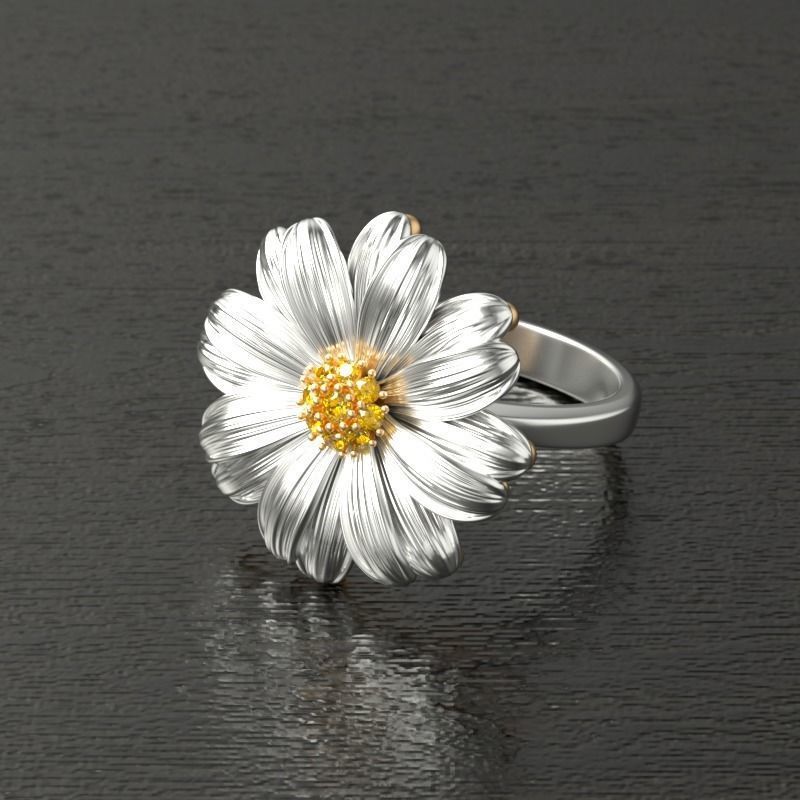 Luxe grote bloem overdreven persoonlijkheid trouwringen voor vrouwen luxe geelgouden kleur emaille bloei ringen boho sieraden: 10 / Vr190- zilver