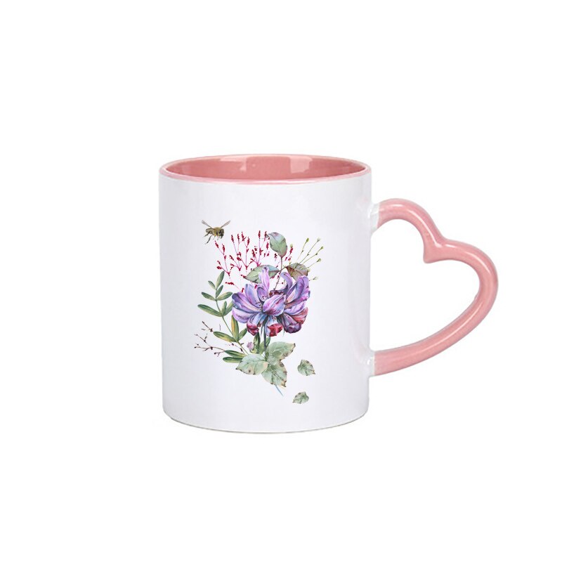 Cartoon ceramic cup mug Blue elf flower pattern coffee mug home drinking cup milk juice breakfast cup KTZW-031: KTZW-031-C