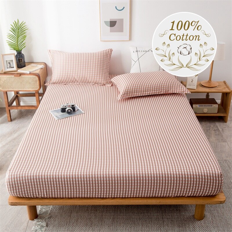 Drap-housse J100 % coton avec bande élastique, drap-housse de luxe géométrique, taille Queen, drap de lit simple, King Size