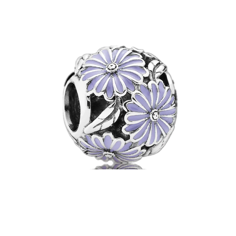 DIY Jewelry Deep Purple Pansy Flower、Pink Pansy Flower & Pink Daisy Flower Charm Bead Fit Original Silver 925 Europeans Bracelet: MULTI