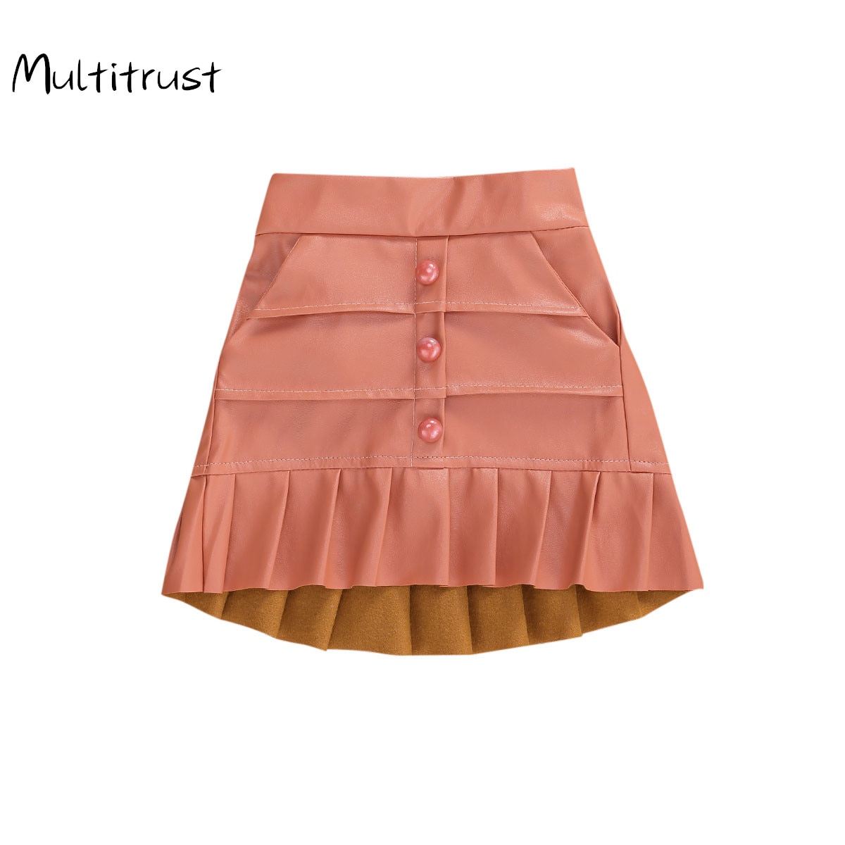 Meisjesrokken kinderen pu leer goede rokken lente herfst ruches prinsessenrokken rechte kinderkleding 6m-5y