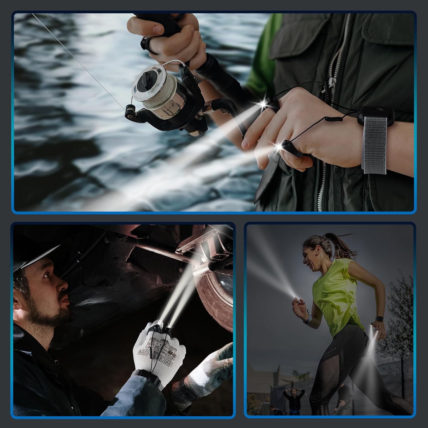 Beam Flexibility Finger Flashlight Rechargeable IP68 Waterproof Hands-Free Light for Repair, Outdoor Camping, Fishing, Long Life