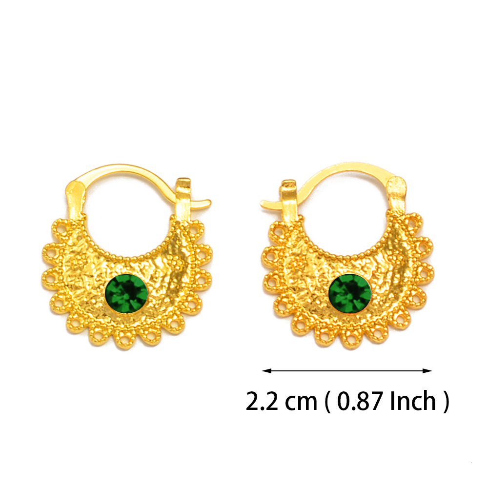 Anniyo 2.2CM/1.5CM Piccoli orecchini con strass Etiope eritrea Gioielli africani Donne Ragazze # 160916: Rhodium d'imitazione placcato