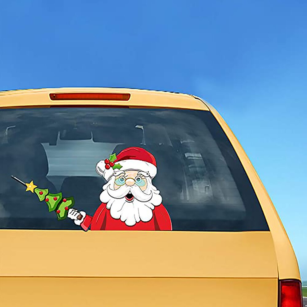 Car Stickers And Decals Rear Window Wiper Stickers Christmas Rear Windshield Stickers For Cars Waterproof Decals Santa Claus ELk