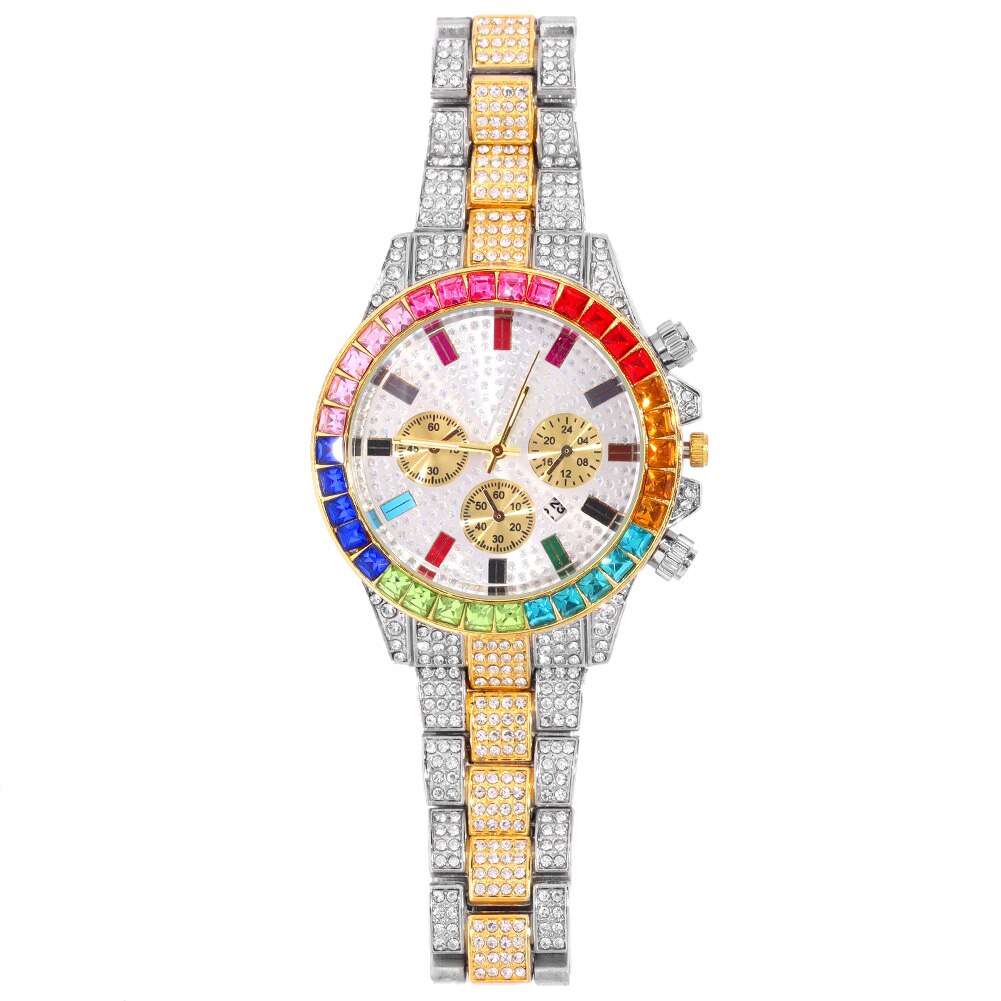 Reloj mujer bling full strass klocka lyx strass rund kvarts armbandsur armband dam & #39 ;s klockor klocka: W000902sl