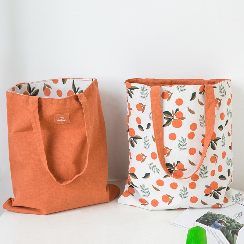 Stof dobbelt-sidet dobbelt-formål håndtaske bomuld og linned håndtaske indkøbspose
