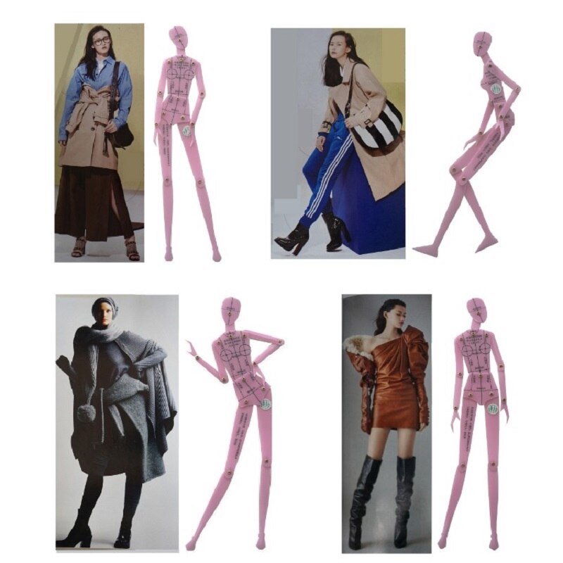 Mode patchwork Liniaal Set Kleding Menselijk Lichaam Tekening Sjabloon mannen en vrouwen Figuur Template Combinatie Boord