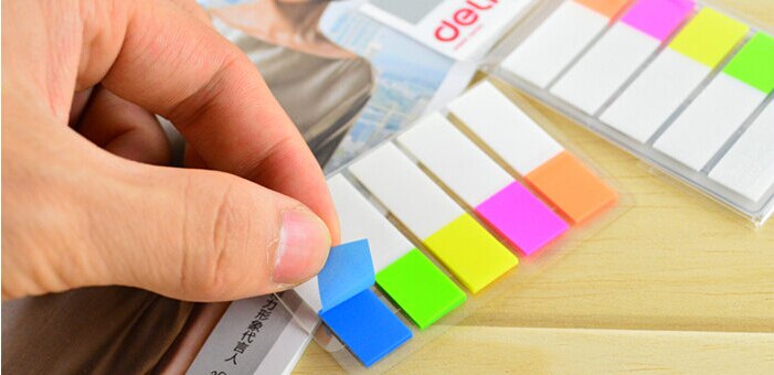 6packs/lot self-adhesive index sticker premium sticky tab multicolour memo paper Deli 9062