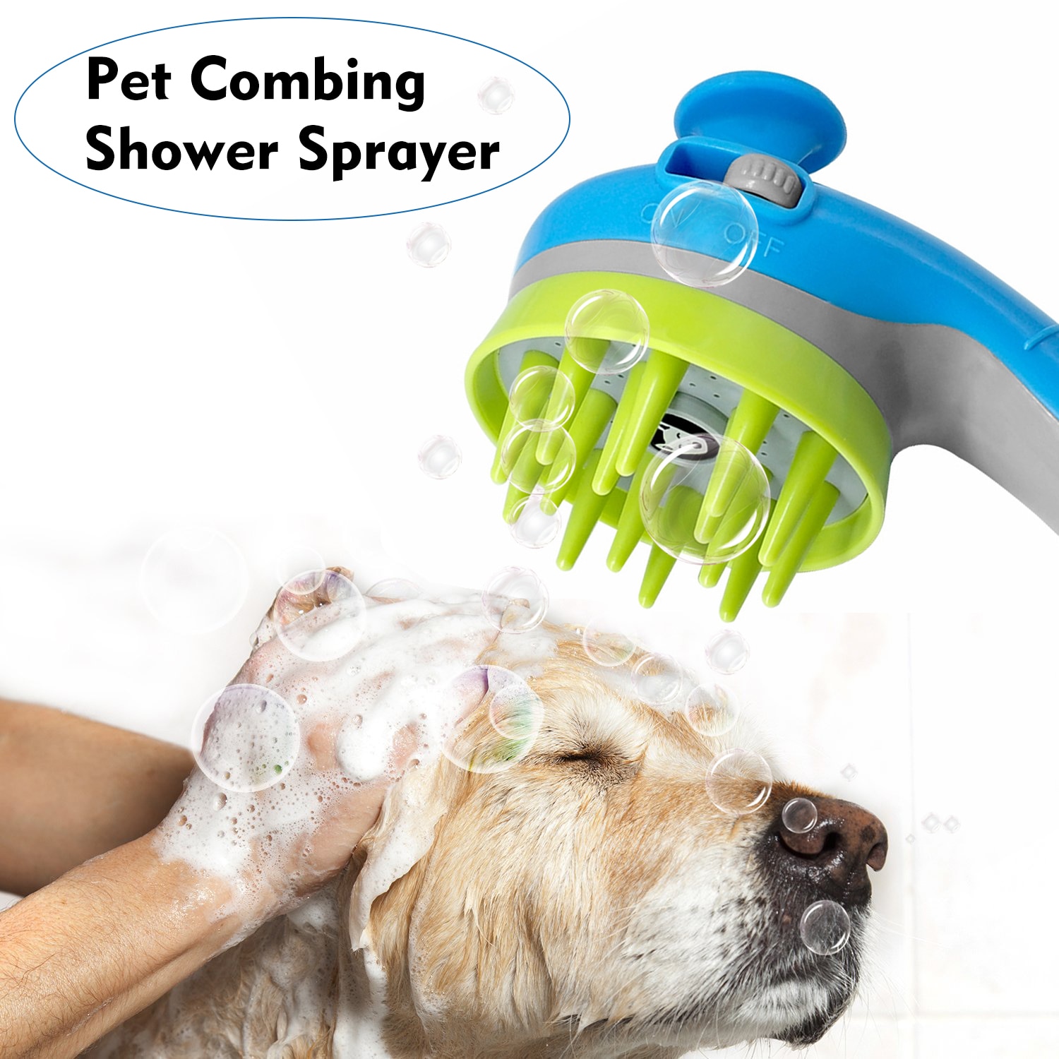 Hond Kammen Douche Spuit Anti-Slip Water Sprinkler Borstel Voor Honden En Katten Handheld Grooming Douchekop Met zachte Naalden