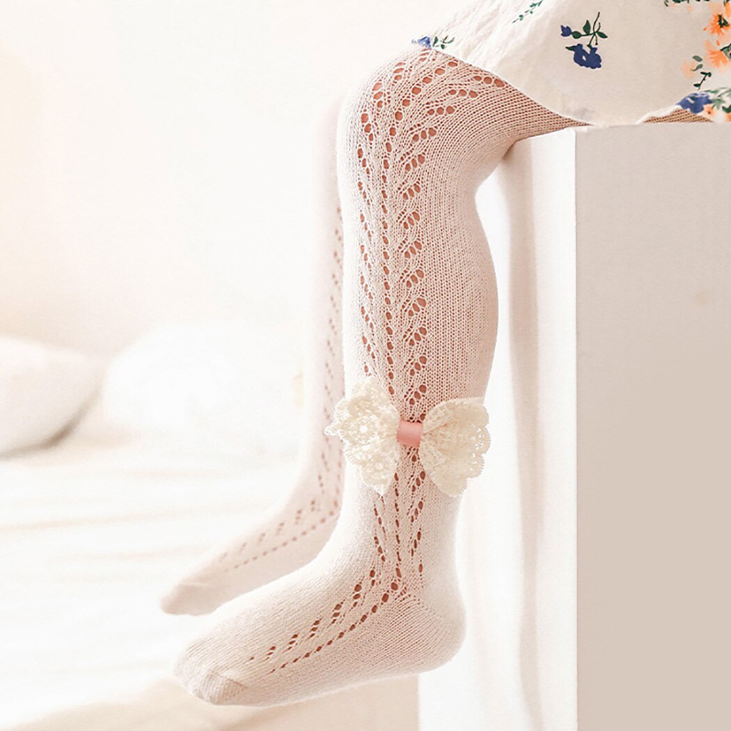 Zoete Kant Strik Side Priness Meisjes Panty Lente Elegante Mesh Panty Voor Meisje Kous Katoen Ademend Kids Broek