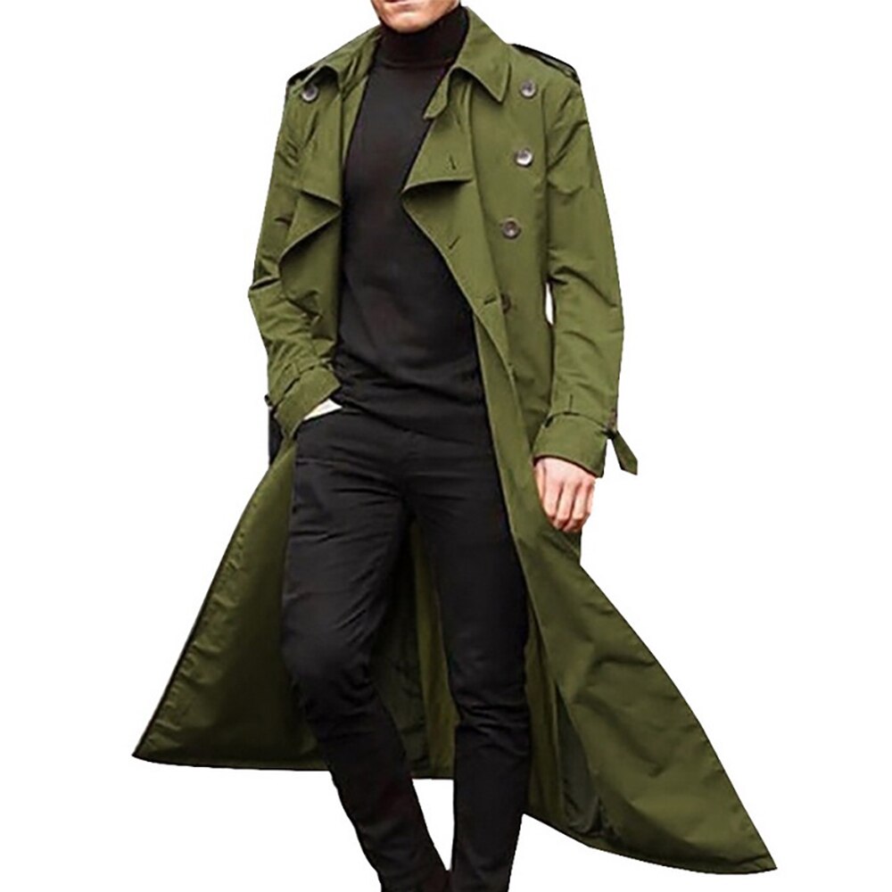Trench-Coat Long pour homme, vêtement d'extérieur décontracté avec épaulettes, veste Slim à la , pardessus masculin, collection hiver