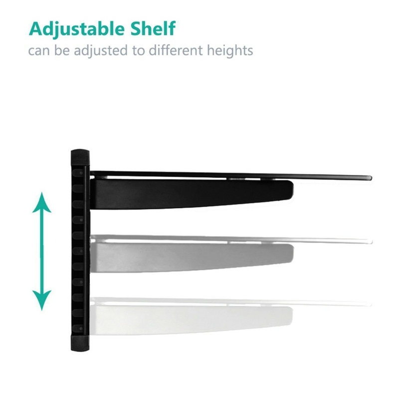 Dsupport Black 2 Floating Shelf with Strengthened Tempered Glass for DVD Players/Cable Boxes/Games Consoles/TV Accessories