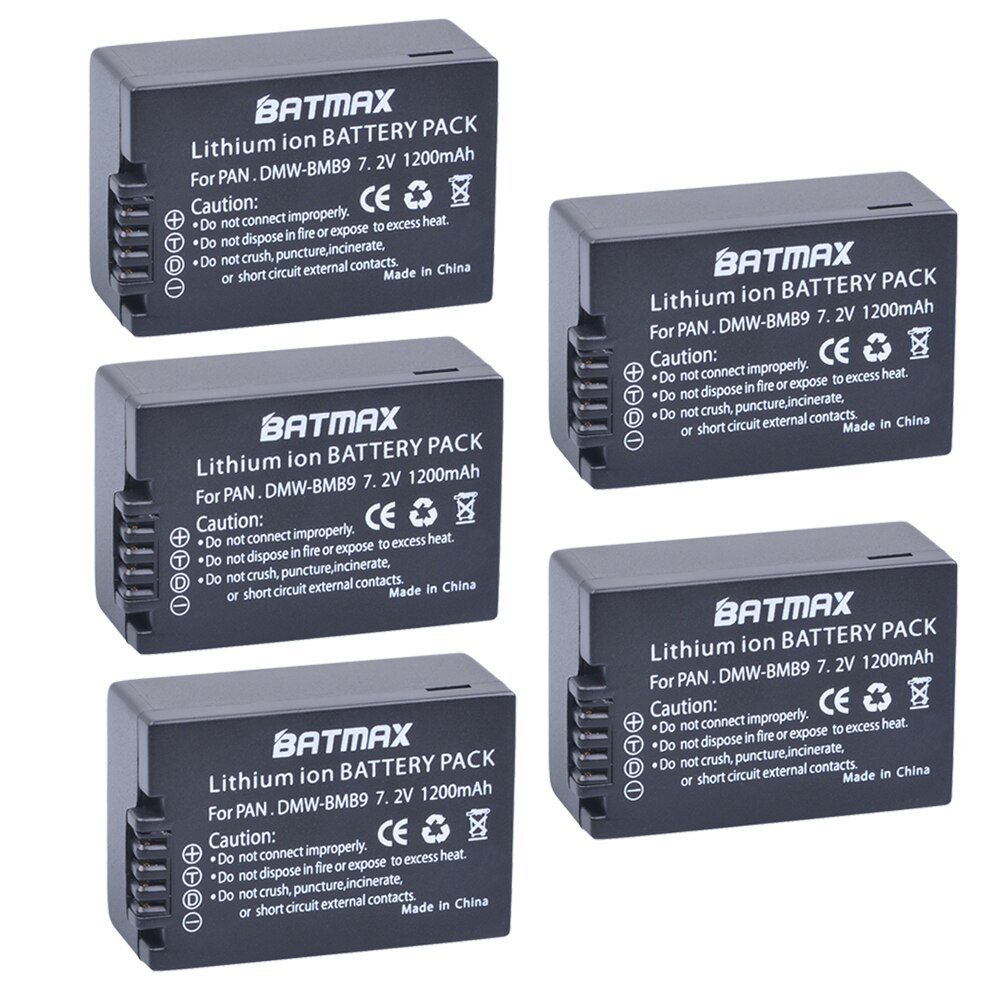 Batmax 1200mAh DMW-BMB9 camera Li-ion battery for Panasonic Lumix DMC-FZ40K,FZ45K, FZ47K,FZ48K,FZ60,FZ70,FZ100,FZ150: 5 battery