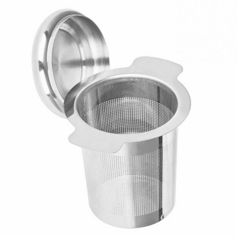 Filtro de acero inoxidable para té Infusor de té, taza de Metal, colador, filtro de hojas sueltas con tapa, filtro de hojas de té, malla