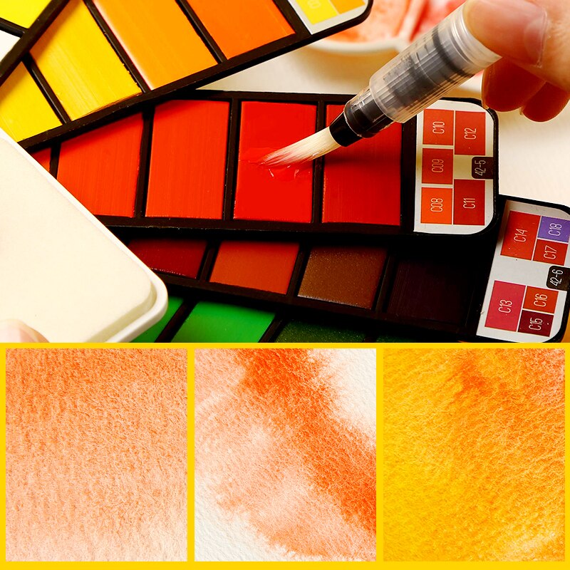 Peinture aquarelle en forme d'éventail 18/24/33/42 couleur solide ensemble de peinture portable opaque aquarelle stylo spécial palette de couleurs art fournitures