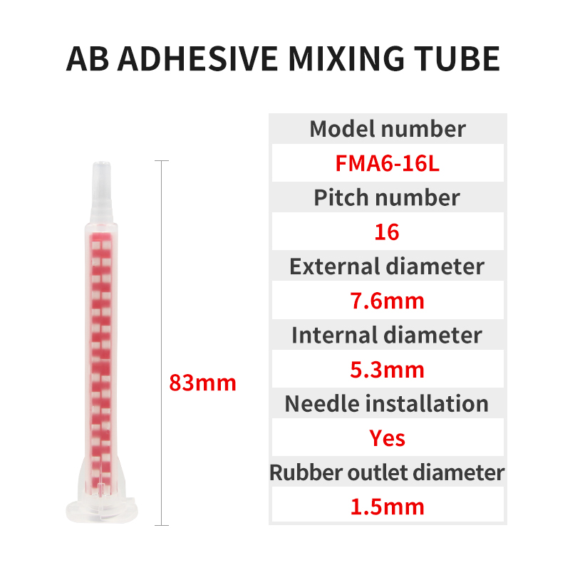50 stks Epoxy Statische Mixer Lijmen Doseren Mengmondstuk Hars AB Lijmen Mengbuis voor Twee Componenten Vloeistof Mengmachine: Rood