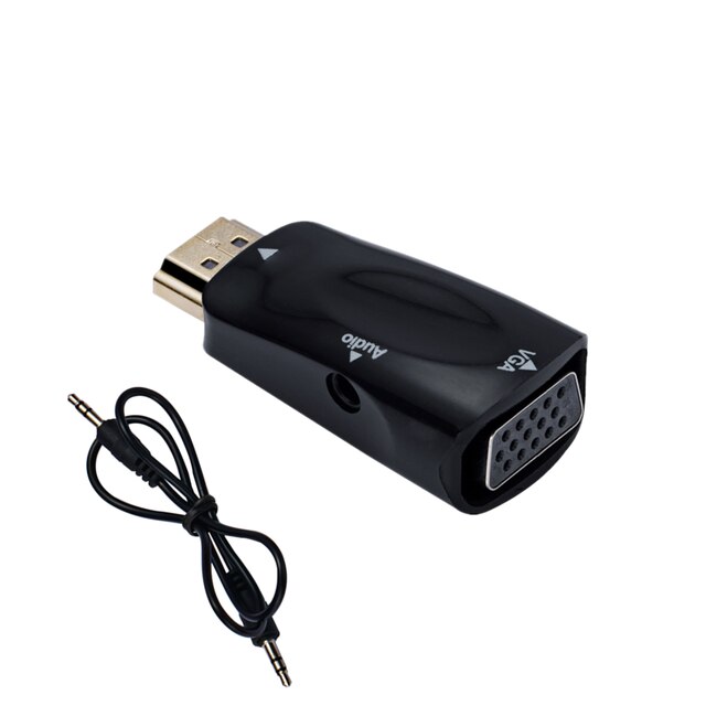 Roreta Hdmi-Compatibel Naar Vga Adapter Hdmi-Compatibel Male Naar Vga Vrouwelijke Hd 1080P Audio Kabel Converter voor Pc Laptop Tv Box: Black with line