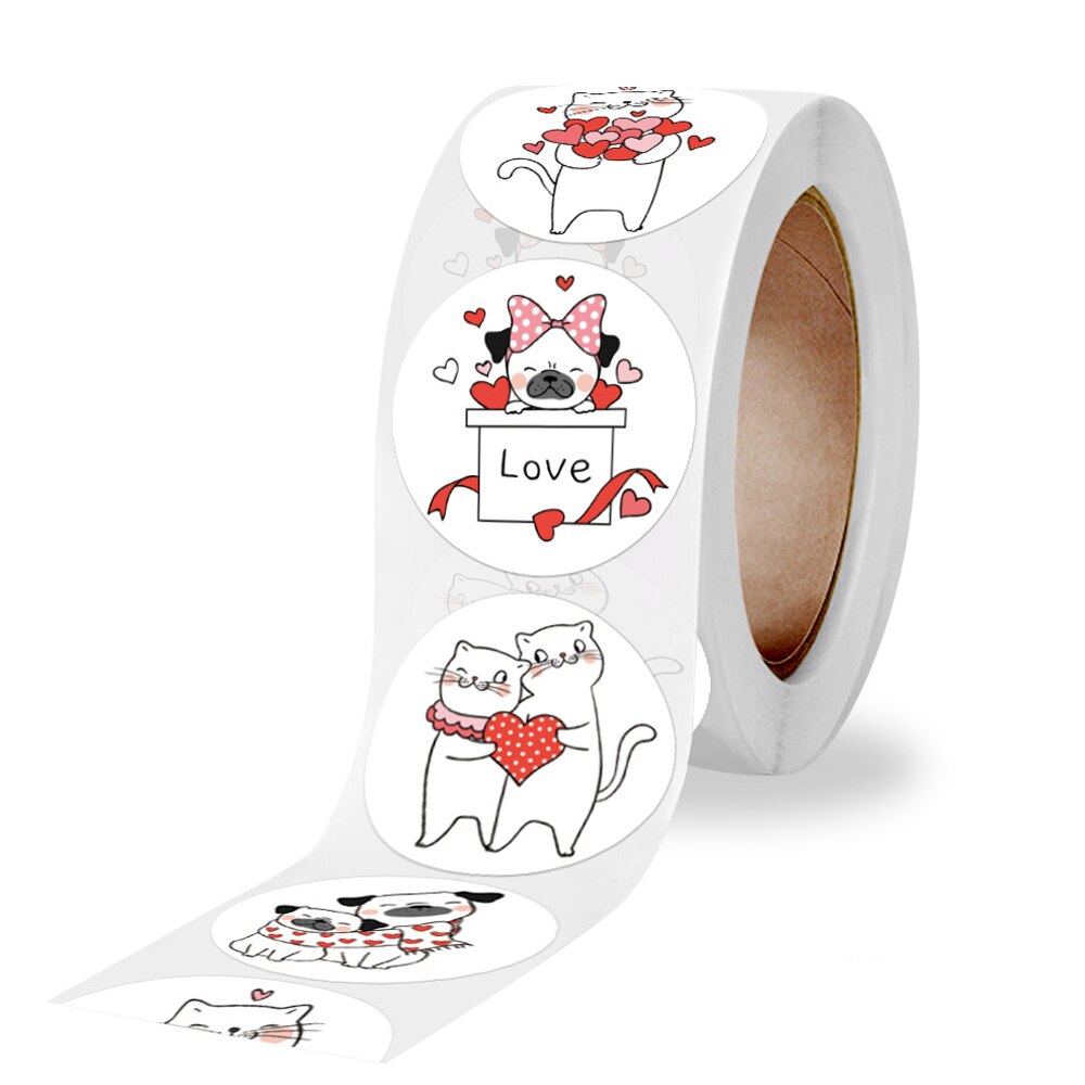 Autocollants ronds de remerciement chat Kawaii, étiquettes adhésives d'animaux de dessin animé pour cartes de vœux, papeterie de décoration , 100 à 500 pièces