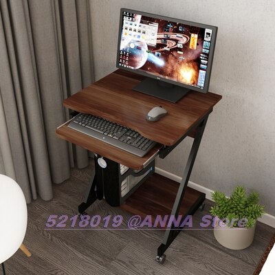 60x45x75cm Mini Computer Desk 60x48x72cm Work Study Writing Table Small Home Office Furniture Keyboard Bracket Metal Z Leg Black: WalnutZwheel60x48x72