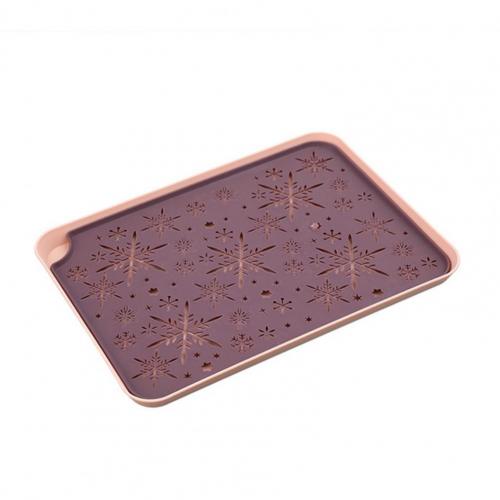 Kitchen Quick Drain Storage Tray Eco-friendly Hollow Pattern Plastic Rectangular Dessert Tray Supplies for Home: Purple S