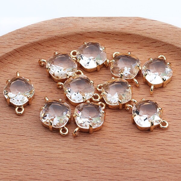 GUFEATHER-accessoires de bijouterie à faire soi-même, bracelet en métal et cuivre, pendentif en verre, breloques, fabrication de bijoux, boucle d'oreille, diy, 10 pièces/lot, M438: M43801