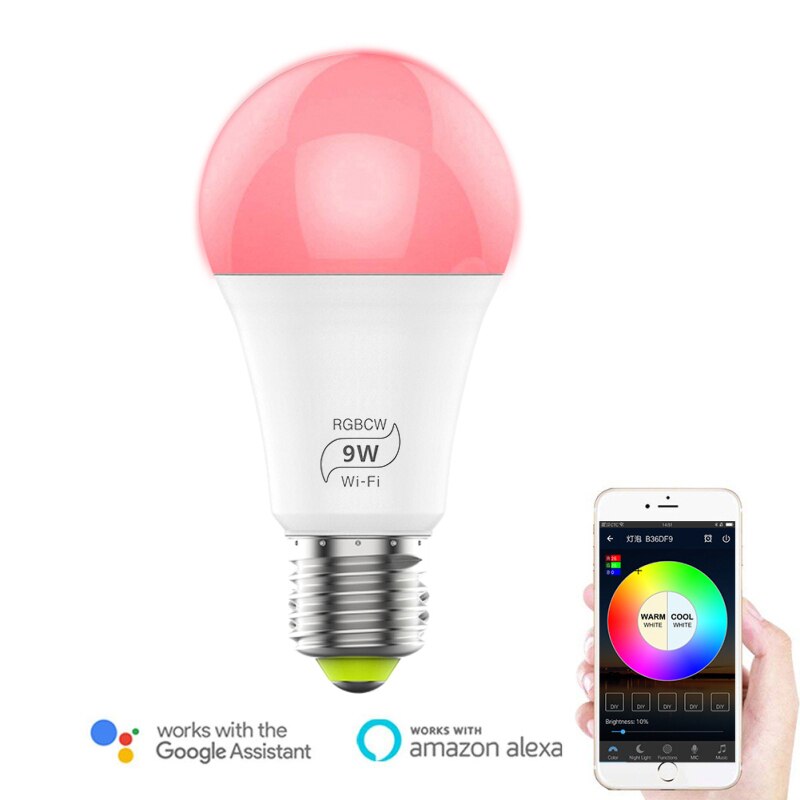 9W WiFi Smart Light Bulb LED RGB Lamp Work Home RGB+White Dimmable Timer Function Bulb Lights Lighting Smart Lamp: Default Title
