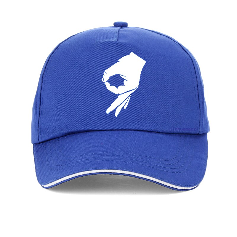 Okay hånd tegn baseball cap finger ok mænd kvinder harajuku udskrivning far hat justerbare snapback hatte gorras: Blå