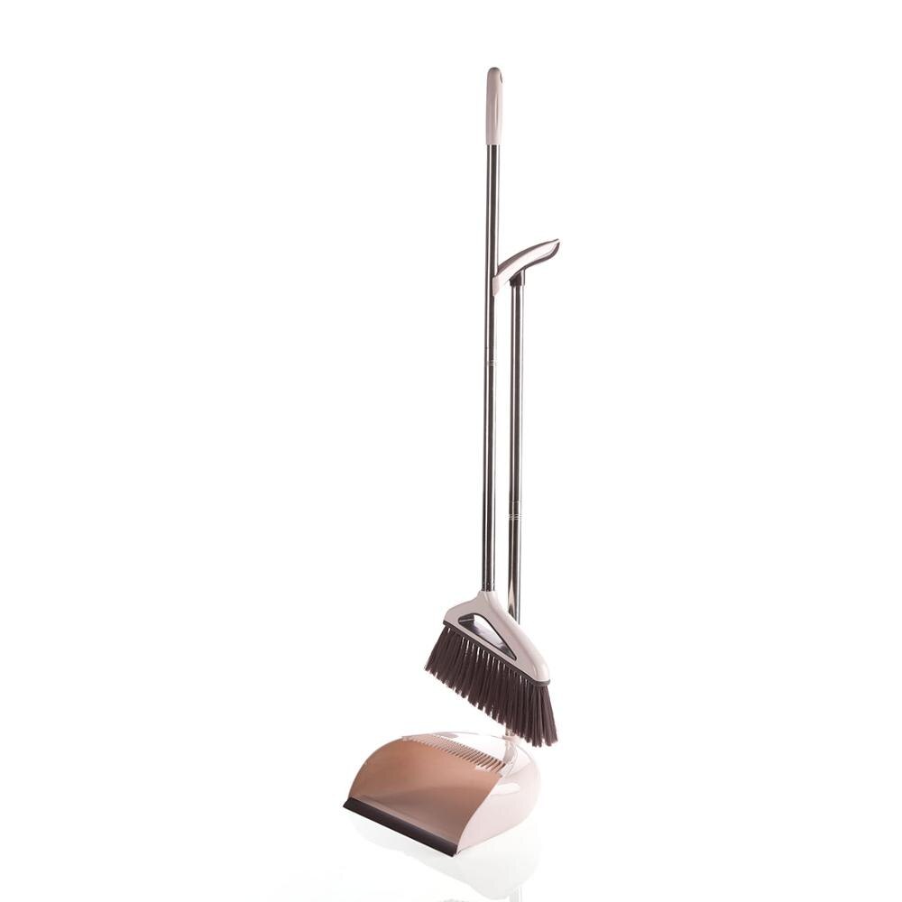 Ensemble de bac à poussière et brosse à balai, 1 ensemble avec bac à gratter, balayeuse à poussière à Long manche, outils de nettoyage de la maison, du hall, du jardin: jaune clair