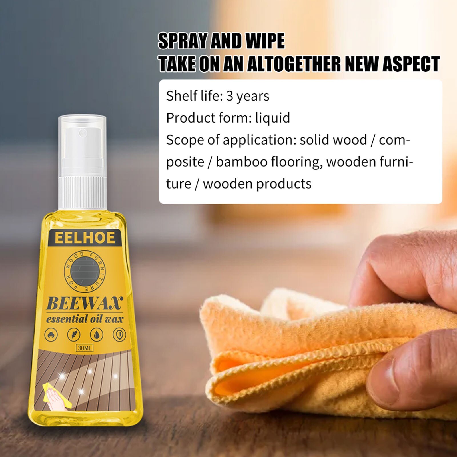 Wood Floor Cleaner Polish Floor Care Wax Clean Wax Household Cleaner 30/60ml Floor care wax suelo gimnasio cleaning supplies c50