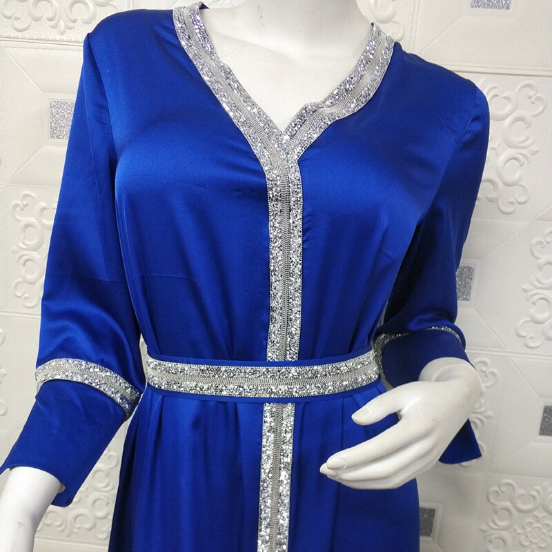 Robe Satin Longue Musulman De Femme caftan marocain dubaï Abaya Musulman Hijab Robe turquie robes Abayas pour les femmes Vestidos